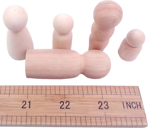 Pack of 5 Unfinished Peg Dolls, Unpainted Puppet Bodies, Wooden Peg People Marionette Bodies...