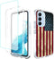 Phone Case for Galaxy A54 5G Case, Samsung A54 5G SM-A546U Case with Tempered-Glass Screen Protector, Cute Clear Flag Pattern Full Body Protective...