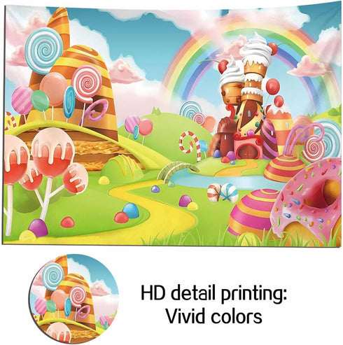 Qian Lollipop Backdrops Cartoon Candy Photo Rainbow Studio Props Booth Baby Birthday Party Photography Background Vinyl 5x3FT ly020...