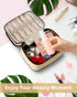 Cosmetic Bags for Women Clear Leather Double Layer Makeup Bag - Large Travel Skincare Bag For Travel Organizer Toiletry Bag - Beige...