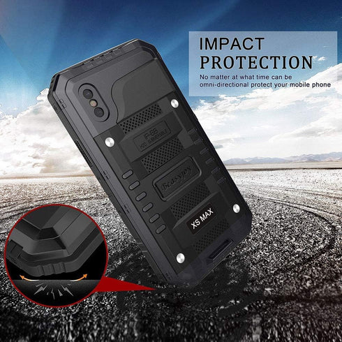 Beasyjoy for iPhone Xs Max Case Waterproof Metal Heavy Duty Strong Durable Cover Built-in Screen Full Body Protective Shockproof Tough Rugged Hybr...