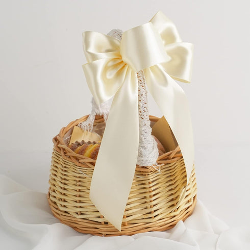 MEEDEE Ivory Satin Ribbon 2 Inch Ivory Ribbon Lux Satin Double Faced Ribbon by 25 Yards Ivory Silk Ribbon Beige Satin Ribbon for Gift Wrapping, Sa...