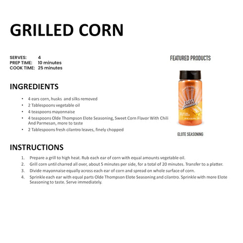 Olde Thompson Elote Seasoning, Sweet Corn Flavor With Chili And Parmesan, 6.4 oz...