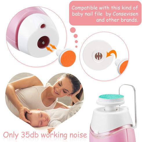 24 Pieces Baby Nail File Pads Nail Trimmer Replacement Pads Electric Baby Nail Grinding Heads for Standard Electric Kid Nail Trimmer Suits to Newb...