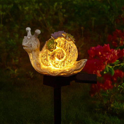 Decorative Garden Snail Statue Outdoor Decor Solar Light Figure Yard Decorations Sculpture Solar Powered Lawn ornament Resin Cute Sanil Figurine...