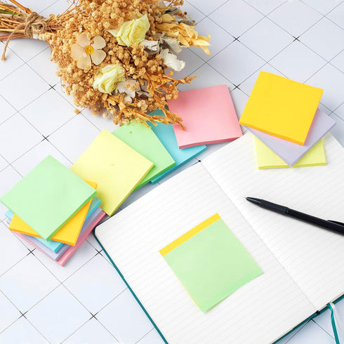 (12 Pack) Sticky Notes 3x3, Pastel Post Stickies Colorful Super Sticking Power Memo Pads, 6 Colors, Strong Adhesive...