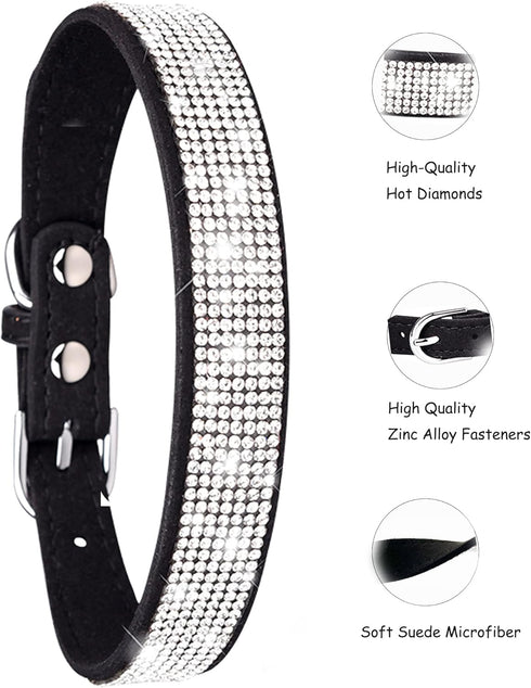Dog Collar for Small Medium Large Dogs?Small Dog Collar for Female Dogs, Bling Girl Dog Collars, Pink Dog Collar, Rhinestone Puppy Collars (L, Bla...