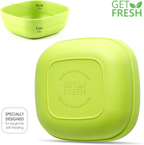 Bamboo Kids Bowls, 4 Pack Set, Stackable Bamboo Dinnerware for Kids, Bamboo Fiber Kids Bowls Set, Dishwasher Safe and Stackable...