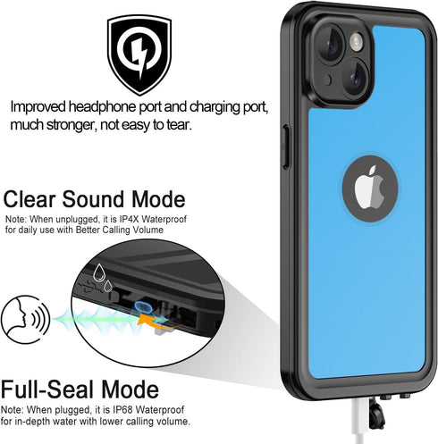 for iPhone 15 Plus Waterproof Case,Waterproof Shockproof IP68 Full-Body Sturdy Case Built-in Screen Protector, Durable Underwater for Full Sealed ...