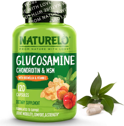 NATURELO Glucosamine Chondroitin MSM with Boswellia and Vitamin C - Joint Support Supplement - 120 Capsules...