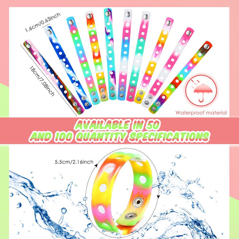 Batiyeer Silicone Charm Bracelet kids Silicone Wristbands Adjustable Colorful Rubber Bracelet 7.08 Inch Wristbands Bracelets with Holes for School...