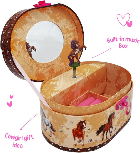 Hot Focus Dashing Horse Oval Shaped Musical Jewelry Box...