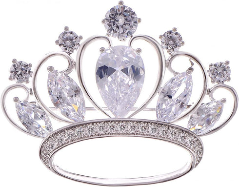 Alilang Women's Shiny Crown Clear Cubic Zirconnia Gold Plated Brooch Pin...