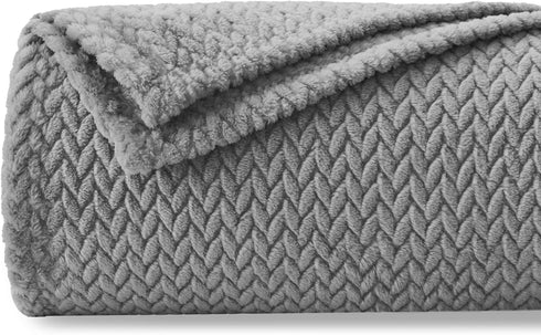 NEWCOSPLAY Super Soft Throw Blanket Grey Premium Silky Flannel Fleece Leaves Pattern Lightweight Bed Blanket All Season Use (Grey, Throw(50"x60"))...