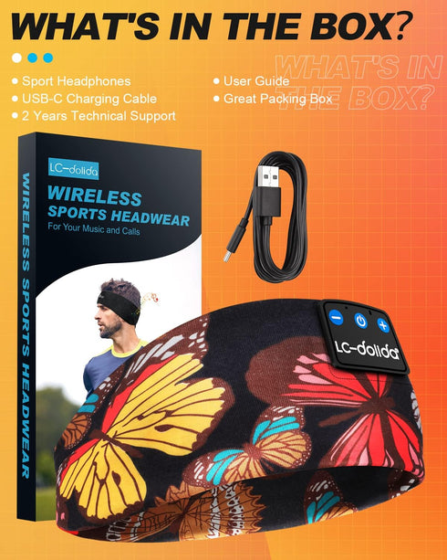 LC-dolida Sleep Mask with Bluetooth Headphones, Sleep Headphones Bluetooth Headband for Sleeping Sports Sleep Mask for Side Sleeper, Best Gift and...