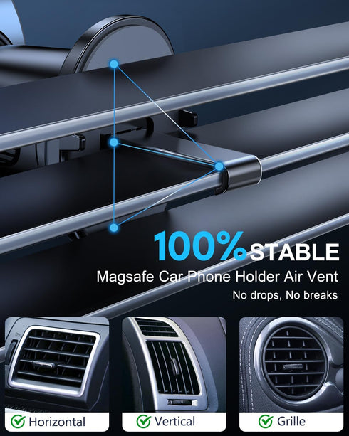 for Magsafe Car Mount Charger, 15W Fast Charging Magnetic Car Charger with Vent Mount, Car Phone Holder Wireless Charger for iPhone 15 14 13 12 Pr...