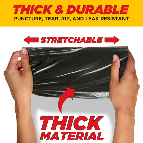 40-45 Gallon Heavy Duty Trash Bags, 1.5 Mil Black, 50 Count, Individually Folded, Industrial Strength, Made in USA...