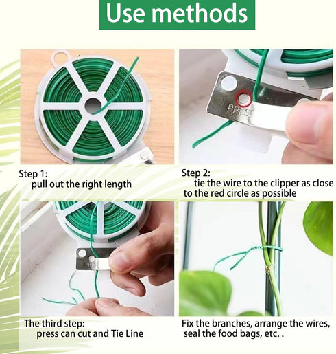 Twist Tie- 328 Feet(100m) Green Garden Plant Ties with Cutter?Trimmer Garden Twine Support Ties Garden Plant Ties Reusable, Green Twist Ties?plant...