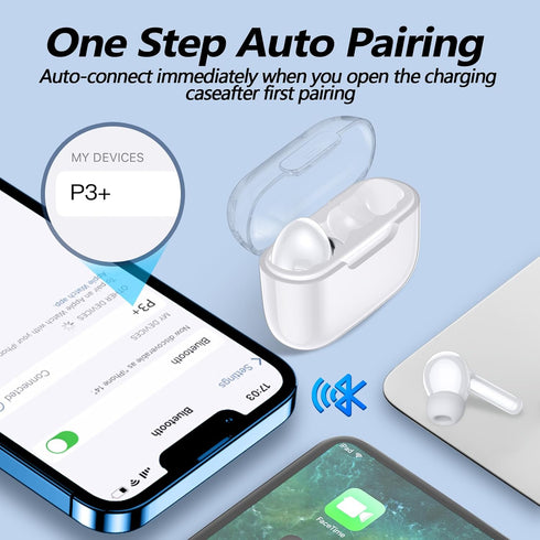 kurdene P3 Wireless Earbuds Bluetooth 5.3 Headphones, Deep Bass Stereo with Microphone Earphones in-Ear, Immersive Premium Sound Ear Buds for iPho...