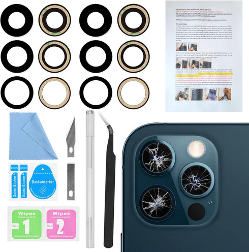 2PCS ASDAWN Back Rear Camera Lens Glass Replacement for iPhone 12 Pro Max 6.7 Inches with Pre-Installed Adhesive, Installation Manual + Repair Too...