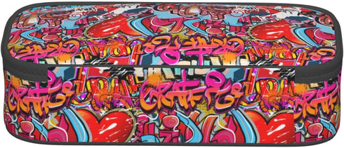 Graffiti Wall, Hip Hop Art Large Pencil Case With Zipper Compartments Stationery Pencil Bag For Kids Teens Students School Supplies...