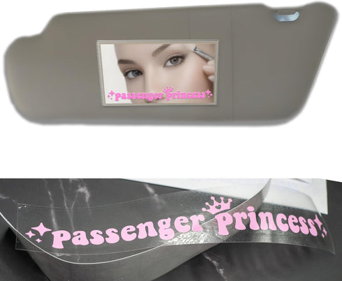 MistWorks Passenger Princess Sticker, Cute Stickers for Car Window Rearview Vanity Mirror, Girl Car Accessories Car Mirror Decal (Pink, 1)...