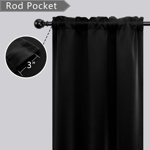 Mrs.Naturall Small Window Curtains for Basement,Blackout RV Curtains for Camper Windows,24 Inch Length,Black...