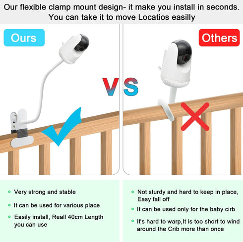 Baby Monitor Mount Compatible with VAVA Baby Monitor and Hipp Baby Monitor Camera 15.7 inches Flexible Long Gooseneck Arm, Baby Monitors Holder fo...