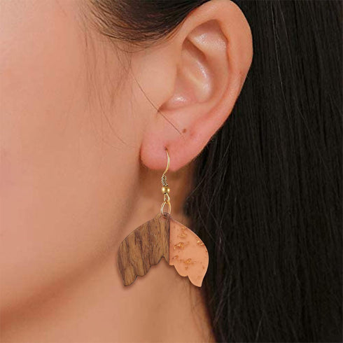 LiQunSweet 20 Pcs Transparent Resin & Walnut Wood Pendants with Gold Foil Fishtail for Jewelry Making DIY Crafts - 23x28mm...