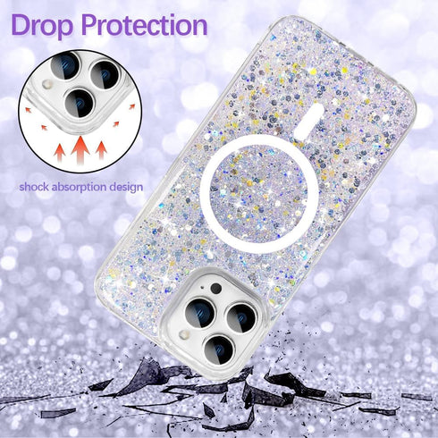 ZIYE Designed for iPhone 15 Pro Case Magnetic Glitter-6.1 Inch Bling Cases for Women Girls Sparkle Luxury Shiny Cute Compatible with MagSafe Soft ...