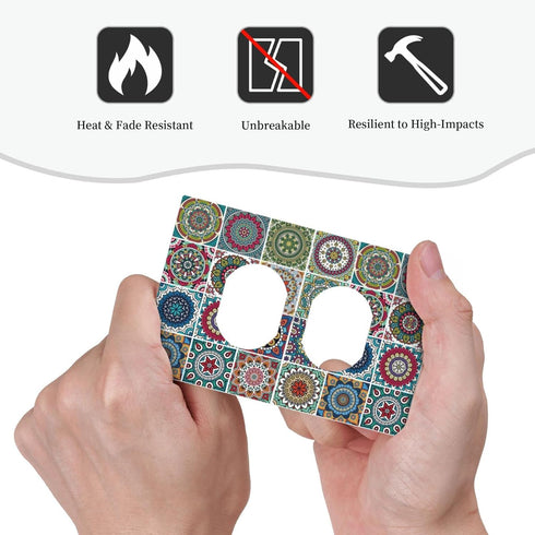 Mandala Tile Outlet Covers Wall Plate Decorative 1 Gang Duplex Light Switch Electrical Receptacle Switchplate Faceplate for Bathroom Bedroom Livin...
