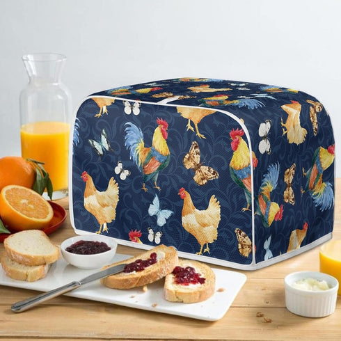 Toaster Dust Cover, Washable Toaster Cover 4 Slice, Chicken Rooster Decorative Bread Maker Cover Dust Fingerprint Protection, Kitchen Appliance Pr...