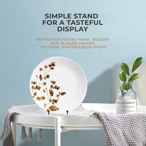 TR-LIFE 4 Pack 4.5 Inch Plate Stands for Display - Plate Holder Display Stand + Metal Frame Holder Stand for Picture, Decorative Plate, Book, Phot...