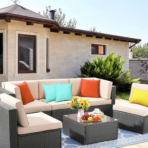 Pack of 2 Outdoor Waterproof Throw Pillow Covers Durable Vibrant Decorative Outdoor Pillows Cushion Case Pillow Shell for Patio Couch, Tent, Sunbr...