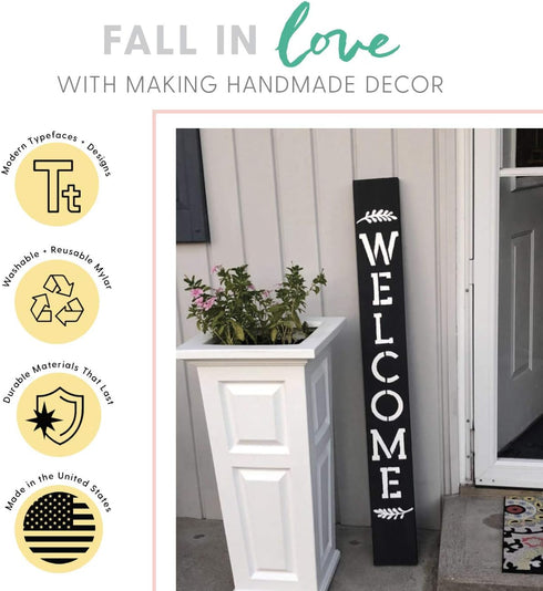 Large Vertical Welcome Sign Stencils for Painting on Wood and More - Create Beautiful Wood Signs with This Large Welcome Stencil – Set of 3 Indivi...