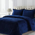 Tribeca Living VENICEDUVET Venice Velvet Oversized Solid Duvet Set, 3 pcs, King, Navy Blue...