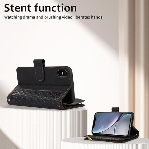 Asuwish Phone Case for iPhone Xs X 10 10s Wallet Cover with Tempered Glass Screen Protector and Wrist Strap Flip Zipper Card Holder Cell iPhoneX i...