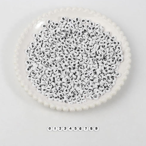 Xilitata 600Pcs Number Beads Black Number White Round Beads 4x7mm for Friendship Bracelet Making Jewelry Making Kit...
