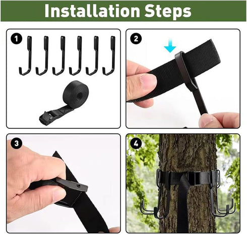 Multi-Function Treestand Strap Gear Hangers with Large Hooks, Convenient Hunting Gear Organizer for Treestands for Hunting, Camping, Hiking...