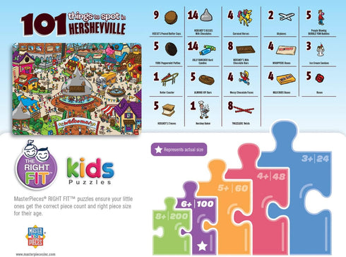 Masterpieces 100 Piece Family Jigsaw Puzzle for Kids - 101 Things to Spot in Hersheyville - 14"x19"...