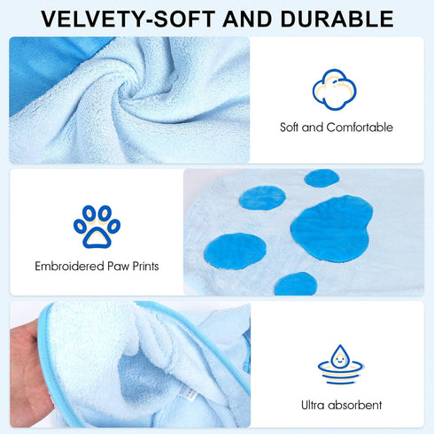 Glove Dog Towel for Drying Dogs for Dogs and Cats & Other Pets?(27.6 x 18.1 Double-sided available)Large Quick Dry Microfiber Grooming Pet Towel S...