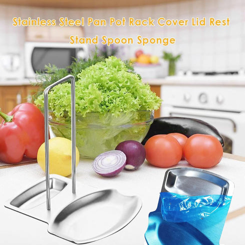 Kitchen Pan Lid Holder for Pots and Spoon Rest Stainless Steel Cookware Organizer Desktop Uncluttered Solution (Lid &Spoon Rest)...