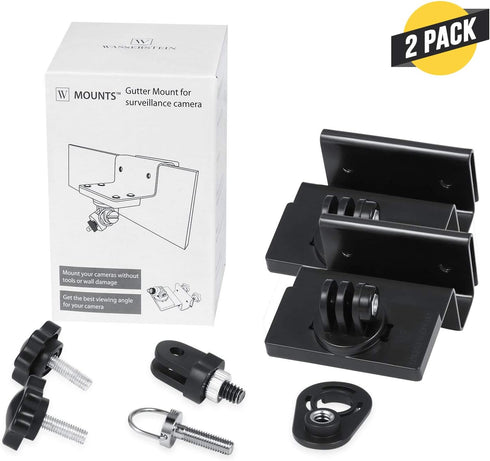 Wasserstein Weatherproof Gutter Mount with Universal Screw Adapter - Compatible with Blink Outdoor/Outdoor 4/XT/XT2 (2-Pack, Black)...