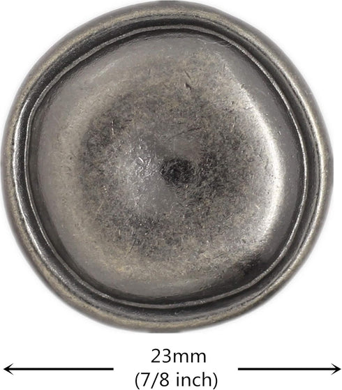 Bezelry 12 Pieces Rustic Round Metal Shank Buttons. 23mm (7/8 inch) (Gray Silver)...