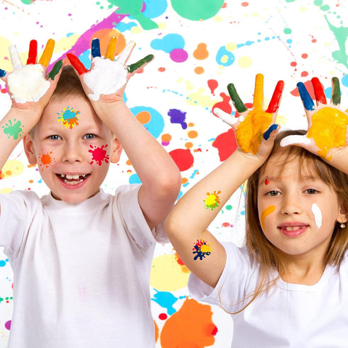 144 Pieces Artist Party Paint Splash Tattoos Artist Paint Temporary Tattoos for Art Paint Party Favors Creative Birthday Party Decoration Supplies...