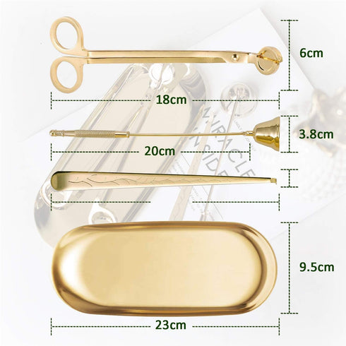 UCINNOVATE 4 in 1 Candle Accessory Set - Wick Trimmer, Snuffer, Dipper, Storage Tray for Candle Lovers, Holidays (Gold)...