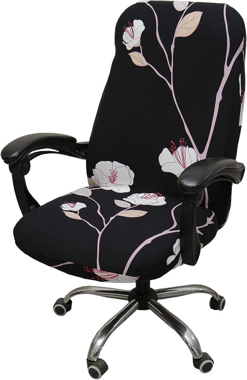 WOMACO Office Chair Covers Stretch Printed Computer Chair Slipover Universal Floral Boss Chair Protector Modern Simplism Style High Back Desk Chai...