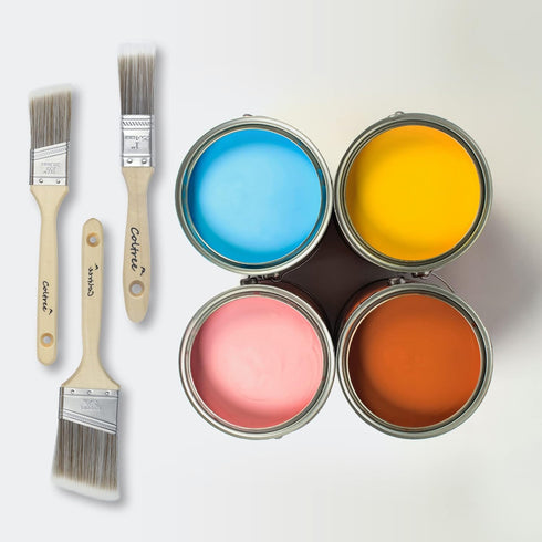 Paint Brushes Set, 5 Pcs Flat and Angle Paintbrushes for Wall and Trim, Suitable for Oil-based Paints, Water-based Paints, Stains, Home Improvemen...