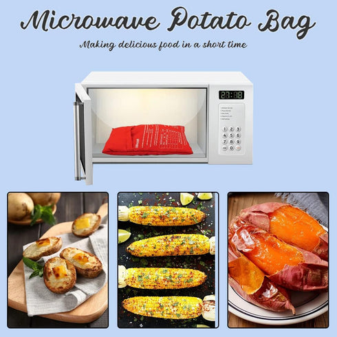 4 PCS Red Microwave Potato Bag Reusable Microwave Cooker Bag Baked Sweet Potato Corn Bag Pouch for Kitchen...