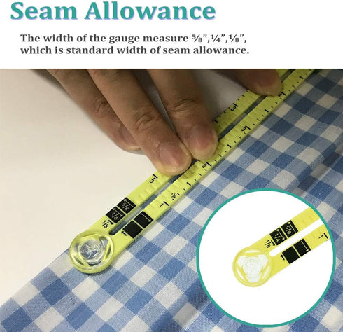 BIGTEDDY - 5in1 Handy Sliding Sewing Gauge Quilting Tools for Beginner Work as T-Gauge, Hem Gauge, Seam Allowance, Buttonhole Spacer and Circle Co...